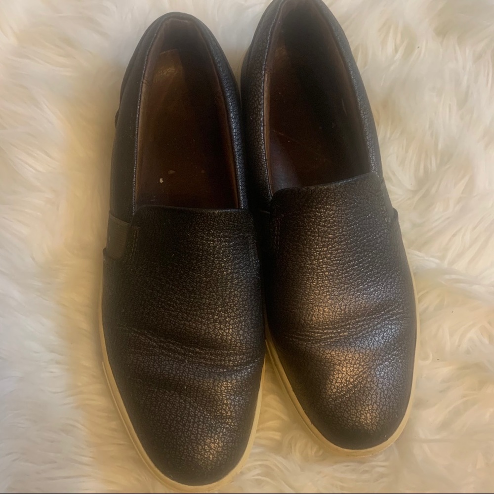 Men’s Frye leather slip on sneakers in pewter, 10